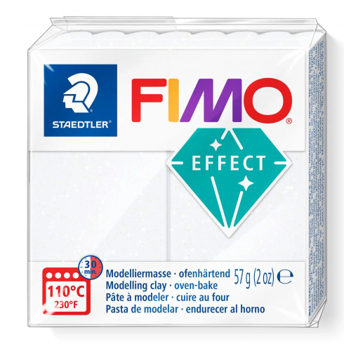 Fimo Effect Knete - Glitterfarbe weiss, Modelliermasse 56g
